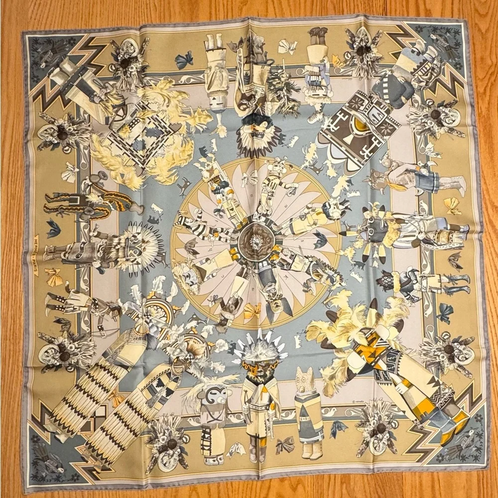 Hermès Vintage Kachinas Hopi Silk Scarf by Kermit Oliver - Picture 2 of 14